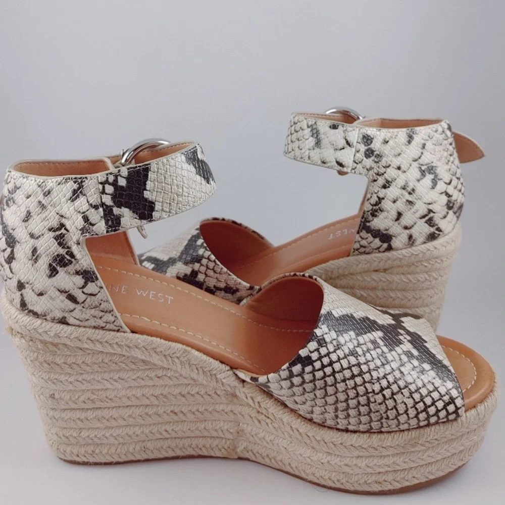 Ninewest Snakeskin Print Wedge Platform Sandal